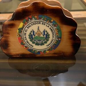 PM102225 Handcrafted El Salvador Wooden Napkin Holder